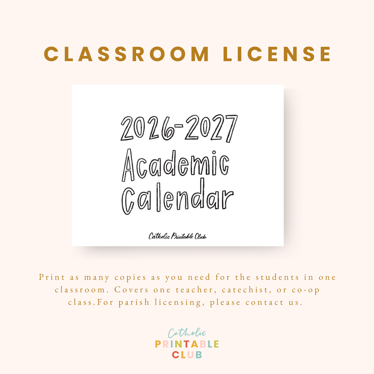 Printable Academic Year Liturgical Calendar