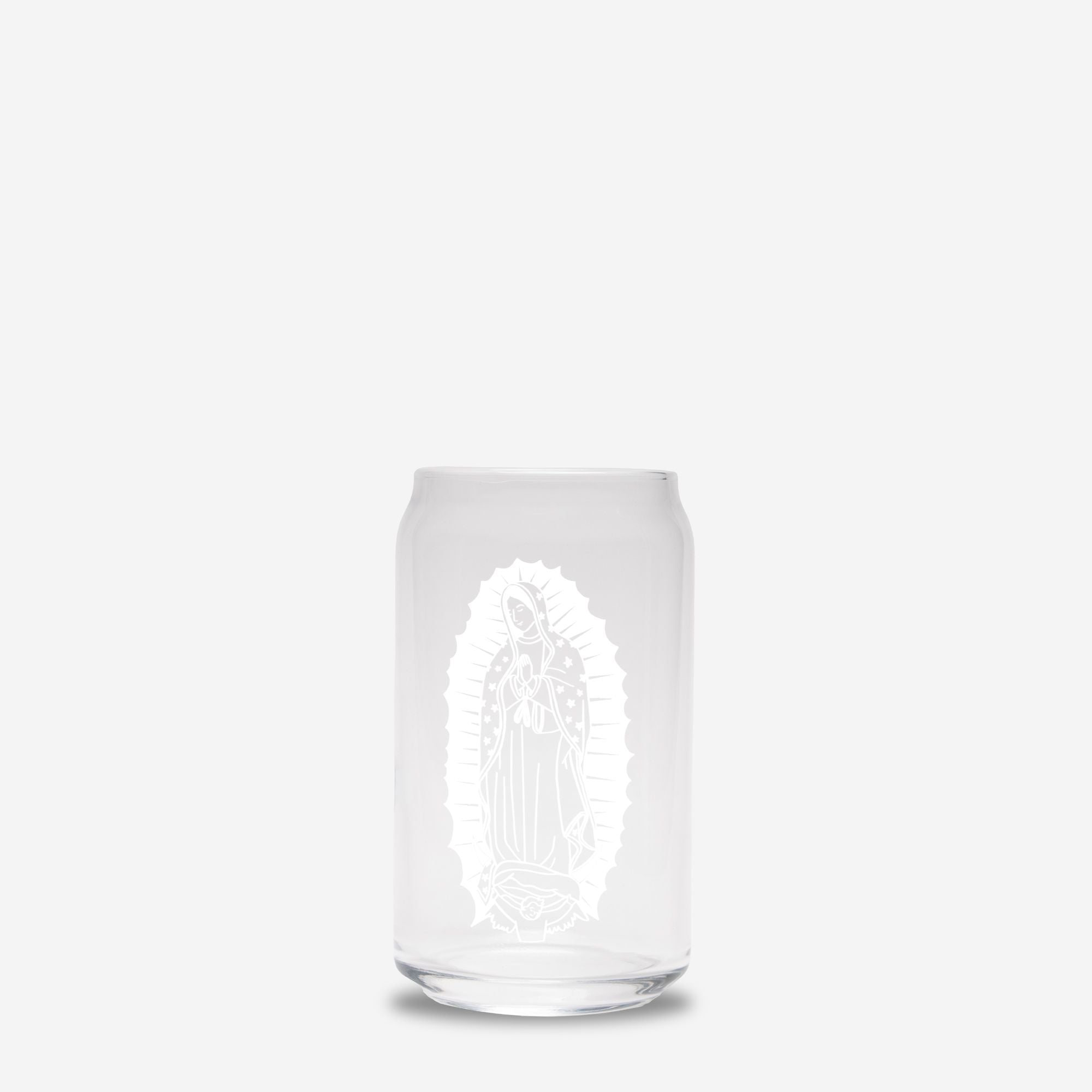 Our Lady of Guadalupe Glass Can Cup | Catholic Iced Coffee Glass