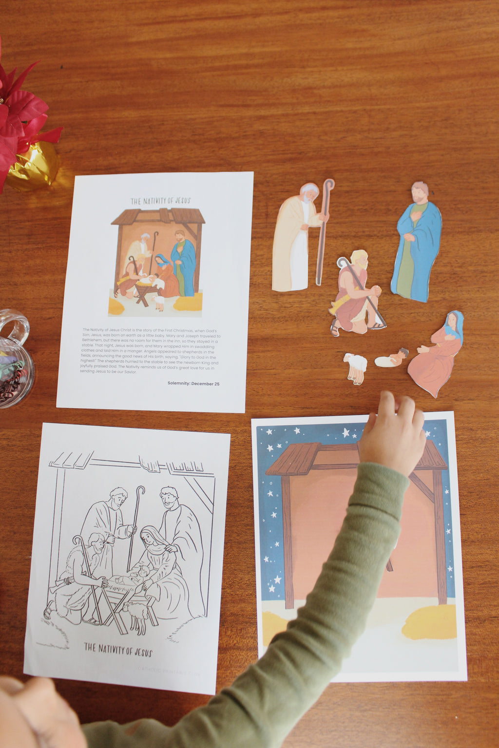 Nativity of Jesus Activity Bundle: Coloring Page & Cut-and-Glue Nativity Scene & Birthday Party Printables