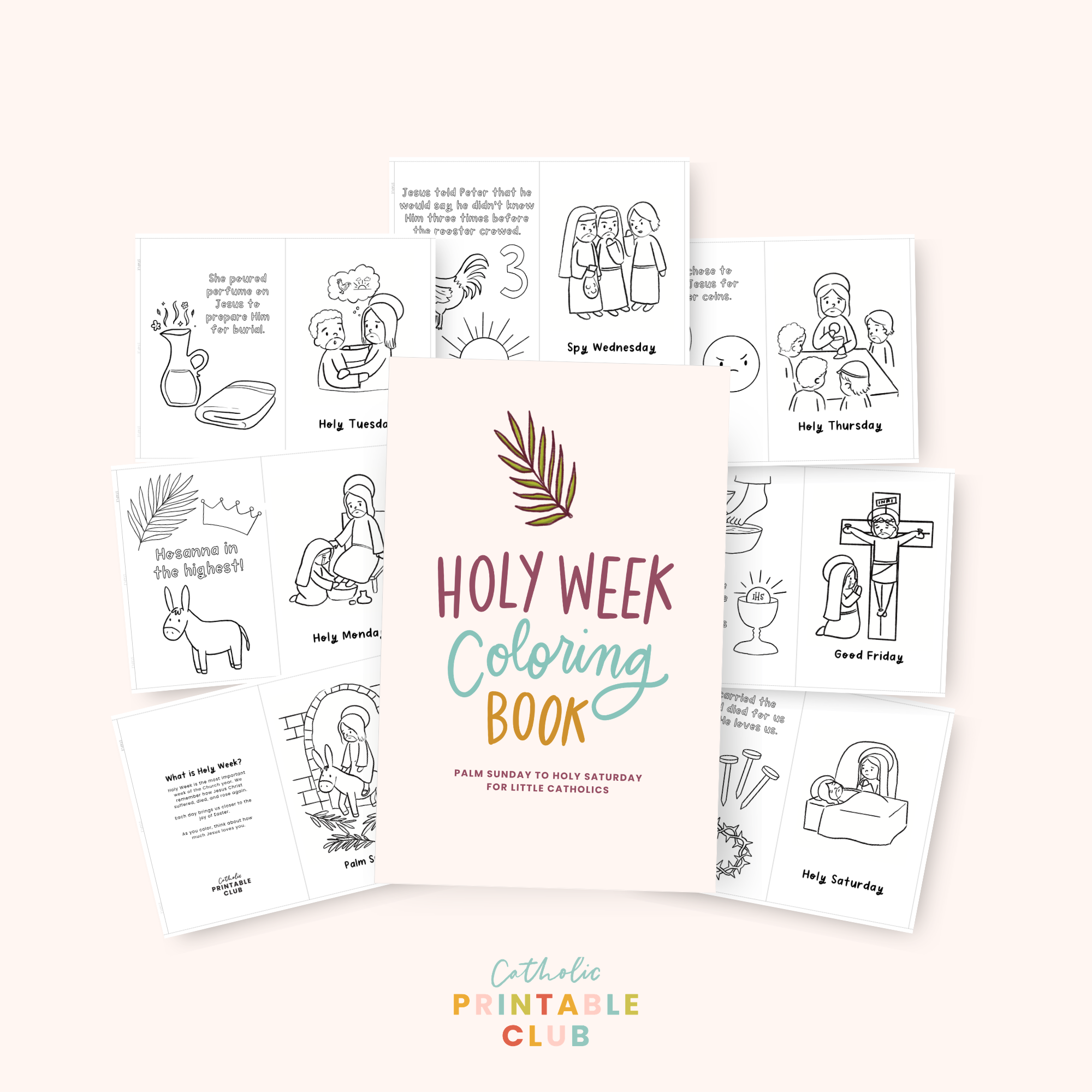 Catholic Coloring Book Bundle | Holy Week, Stations of the Cross & Easter Printables