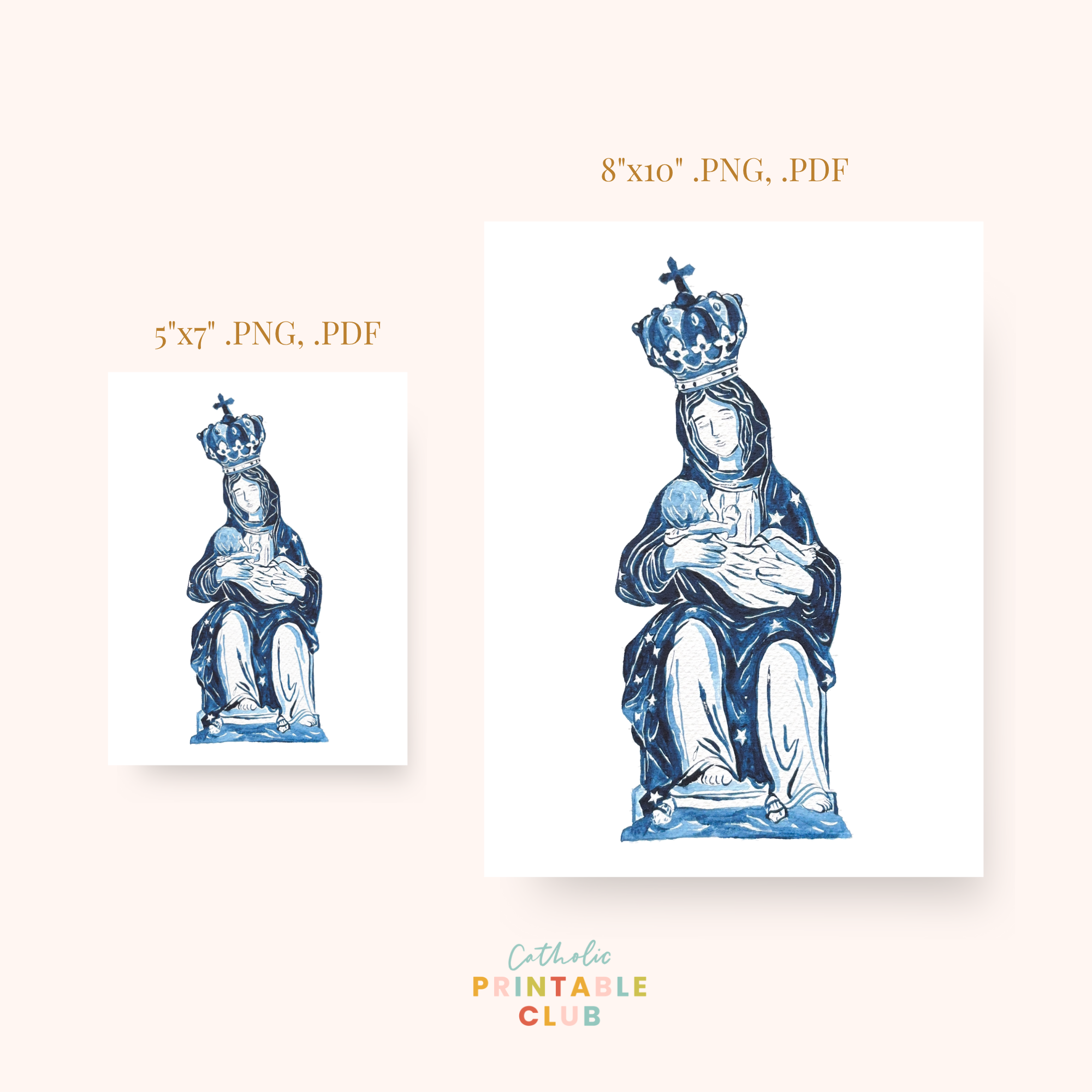Our Lady of La Leche Gouache Printable Art