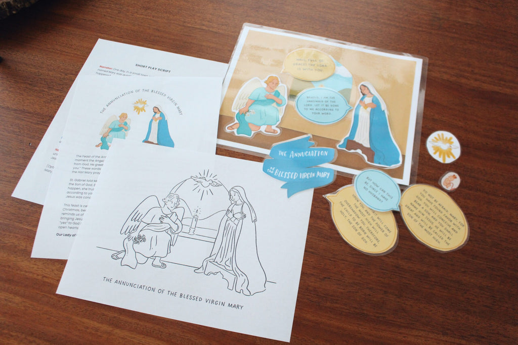 The Annunciation Activity Bundle: Coloring Page & Paper Puppet Reenactment