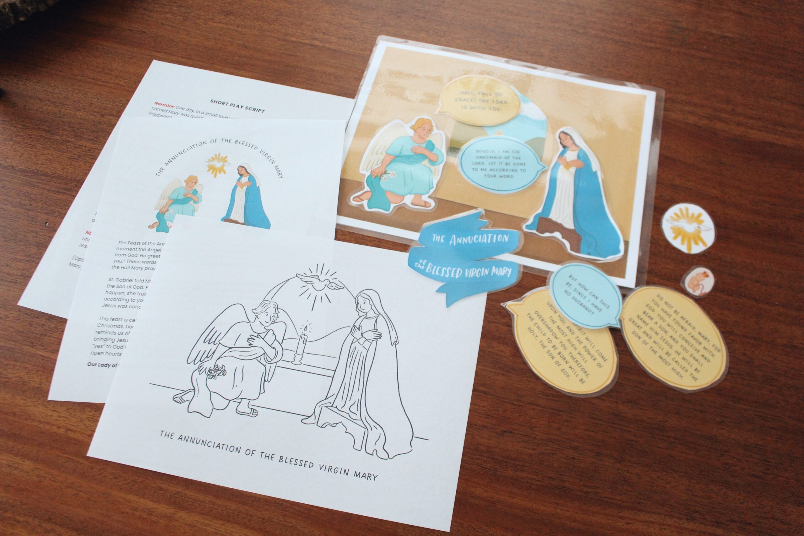 The Annunciation Activity Bundle: Coloring Page & Paper Puppet Reenactment