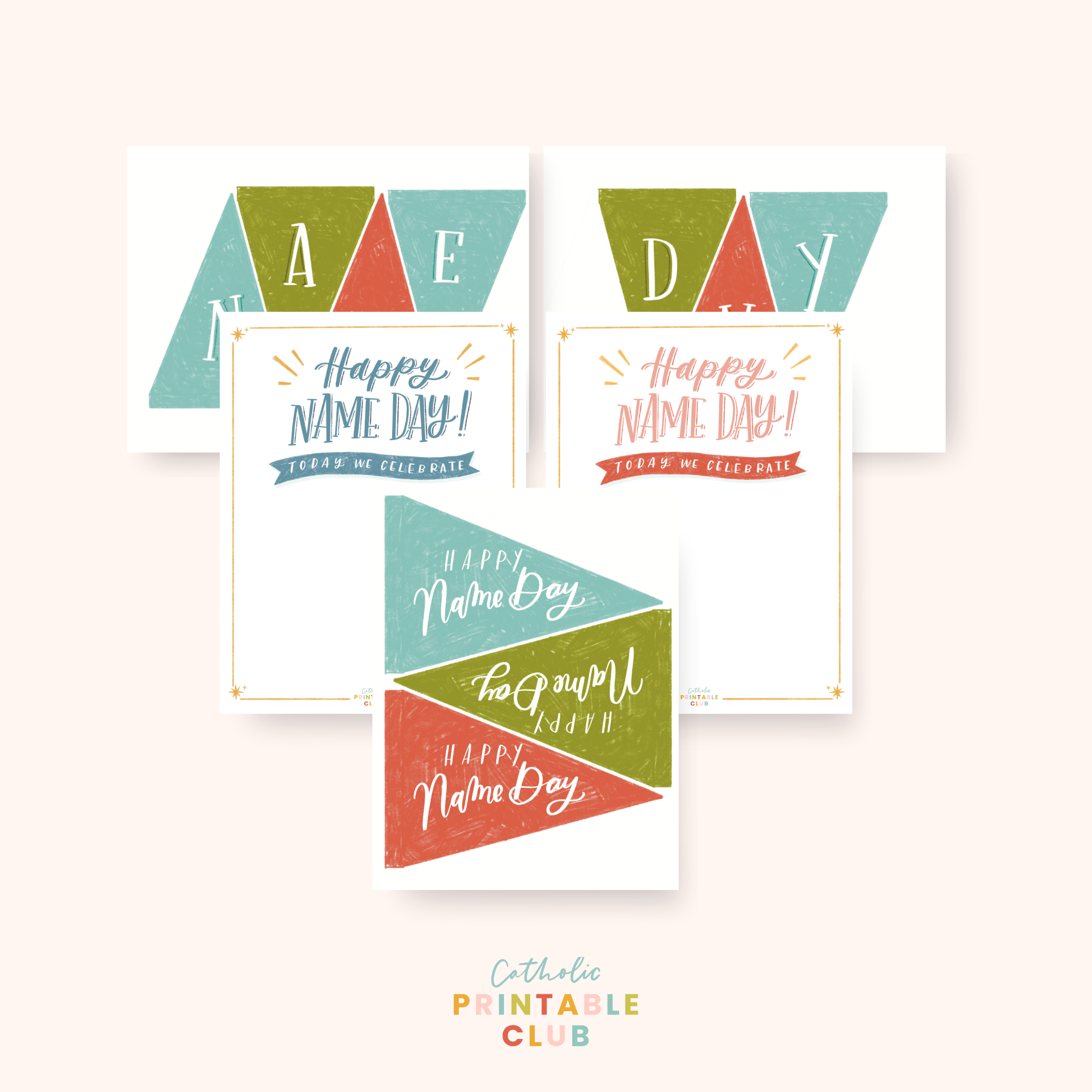 Catholic Name Day Printable Decorations | Happy Name Day Banner and Signs