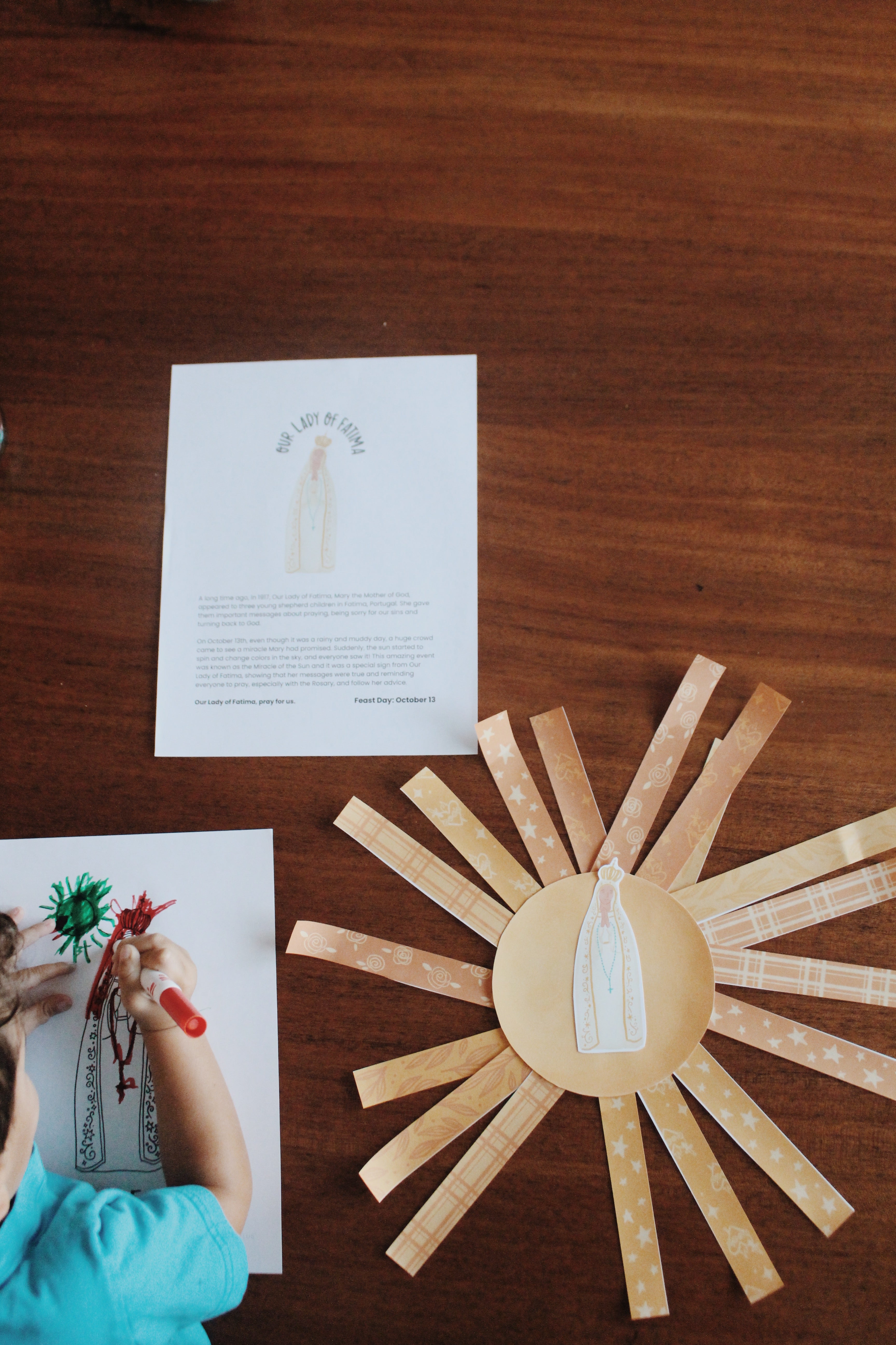 Our Lady of the Fatima Activity Bundle: Coloring Page & Miracle of the Sun Craft