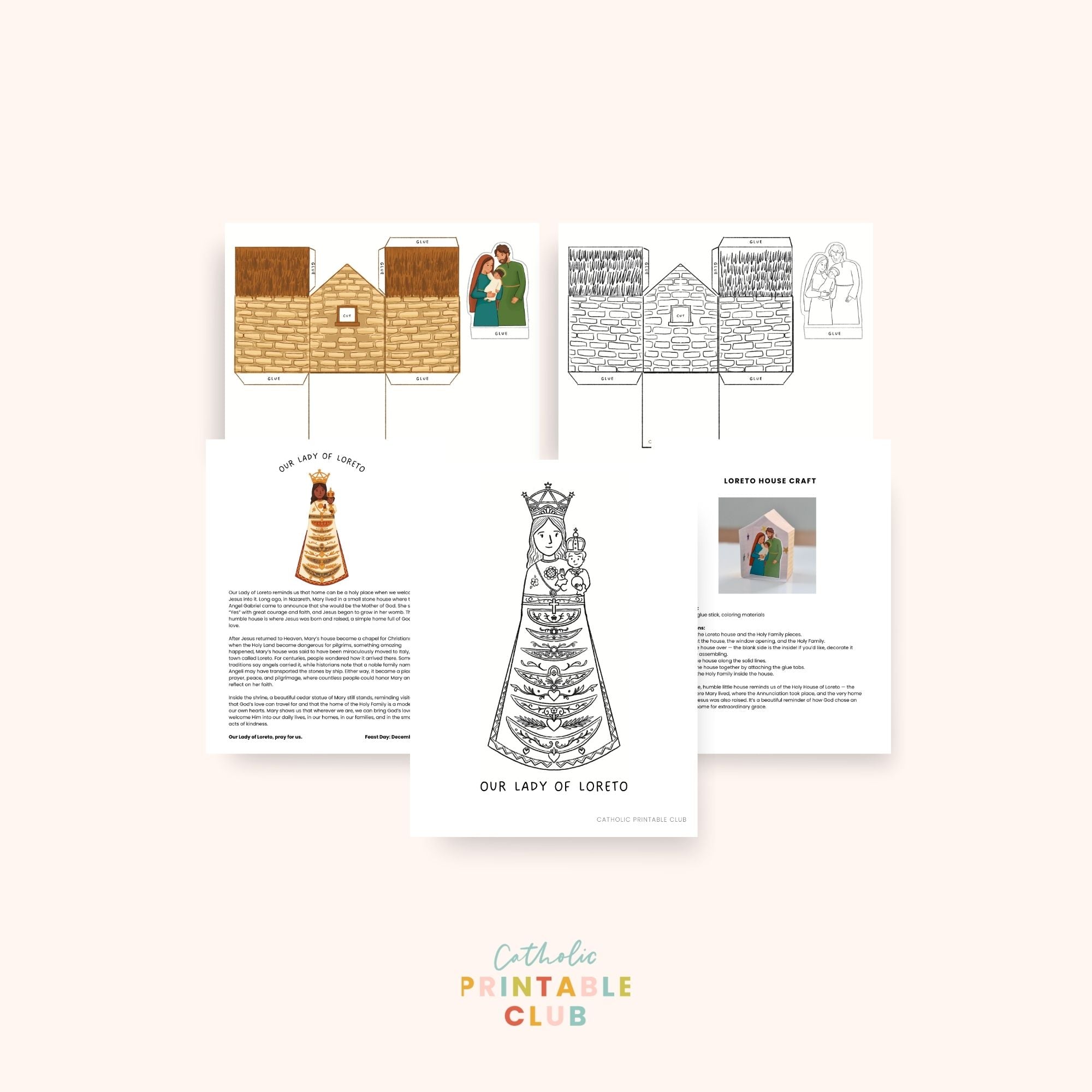 Our Lady of Loreto Activity Bundle: Coloring Page & Loreto House Craft