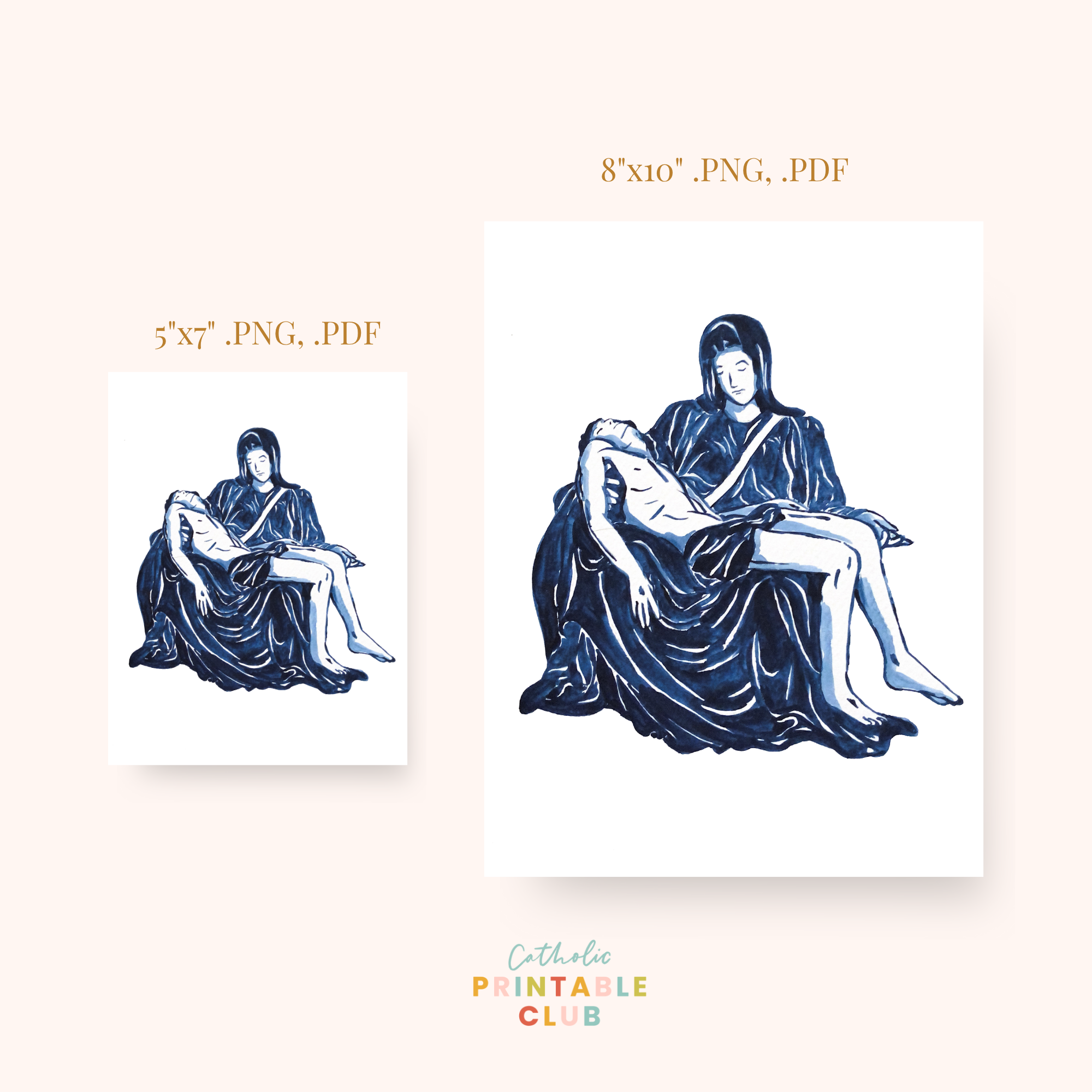 Pieta Gouache Printable Art