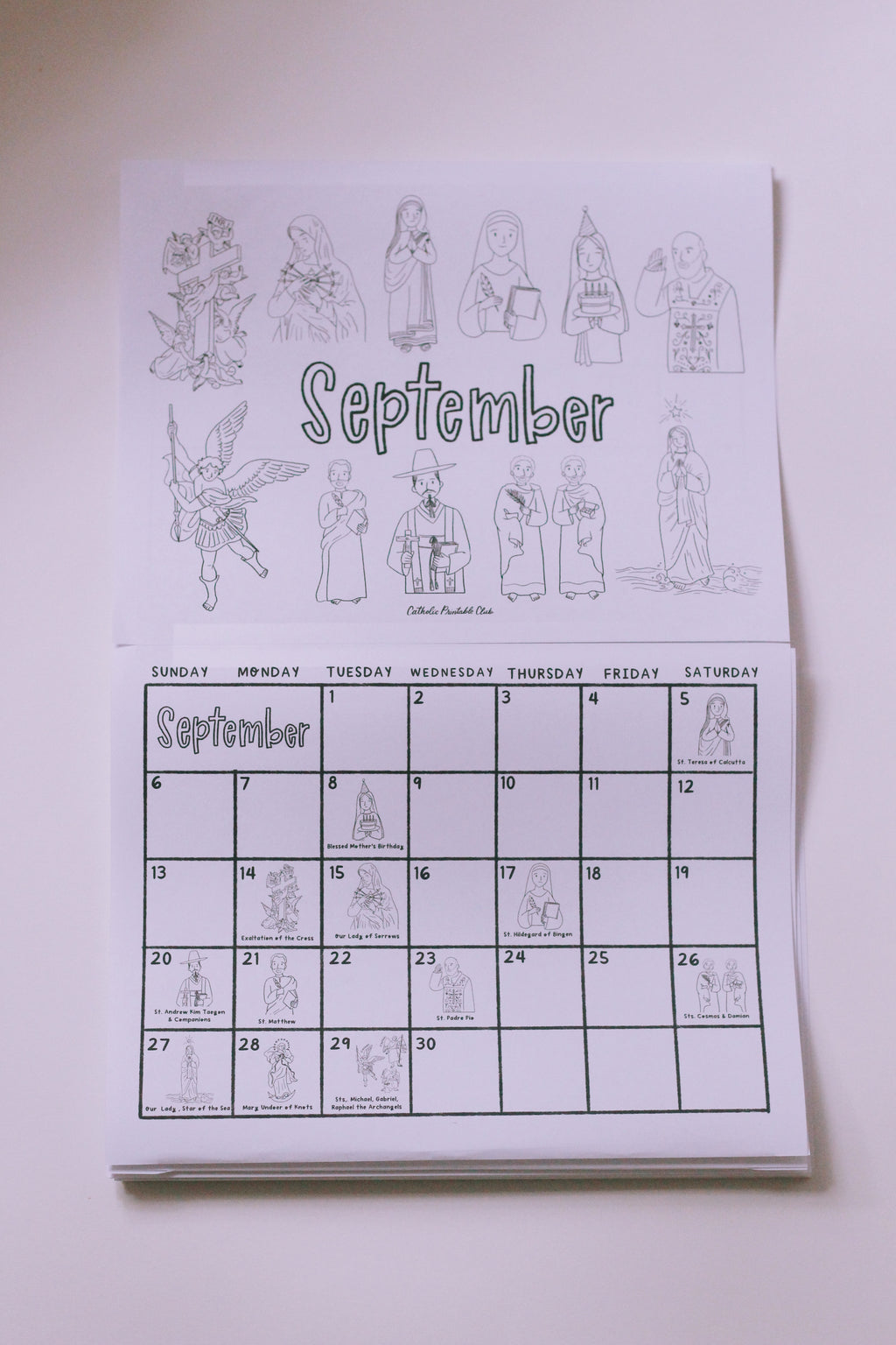 Printable Academic Year Liturgical Calendar
