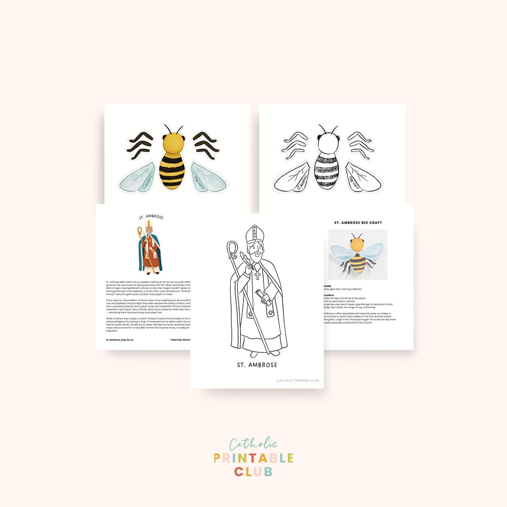 St. Ambrose Activity Bundle: Coloring Page & Bee Craft