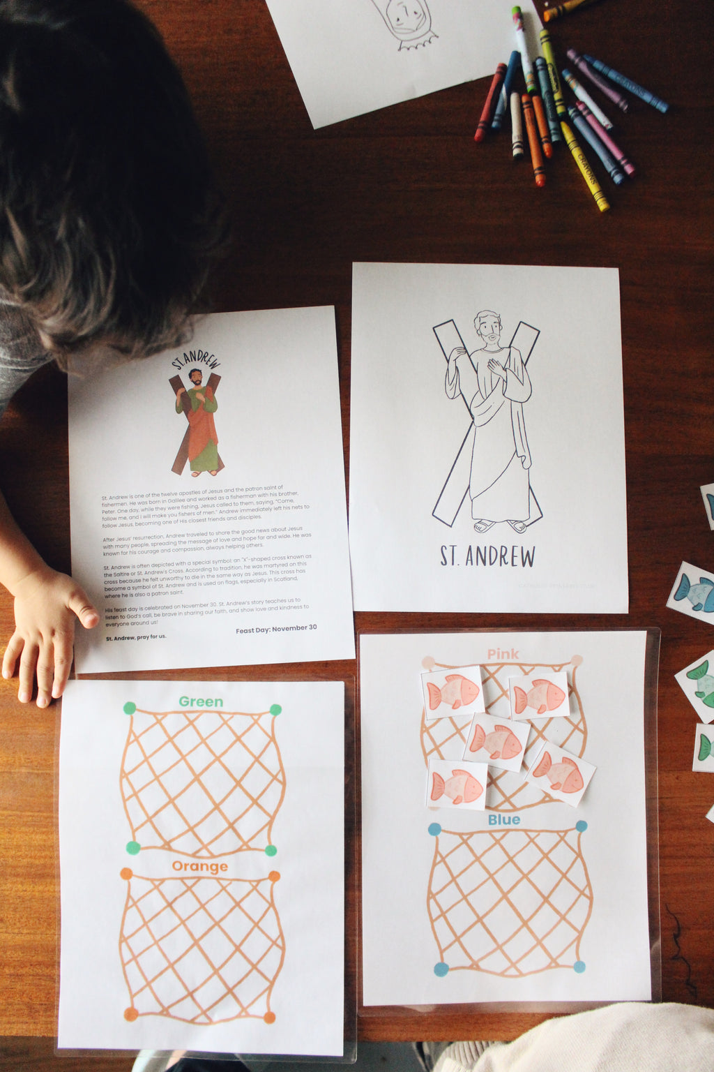 St. Andrew Activity Bundle: Coloring Page & Fish Sorting Activity