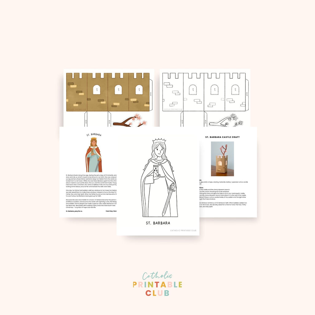 St. Barbara Activity Bundle: Coloring Page & Castle Craft