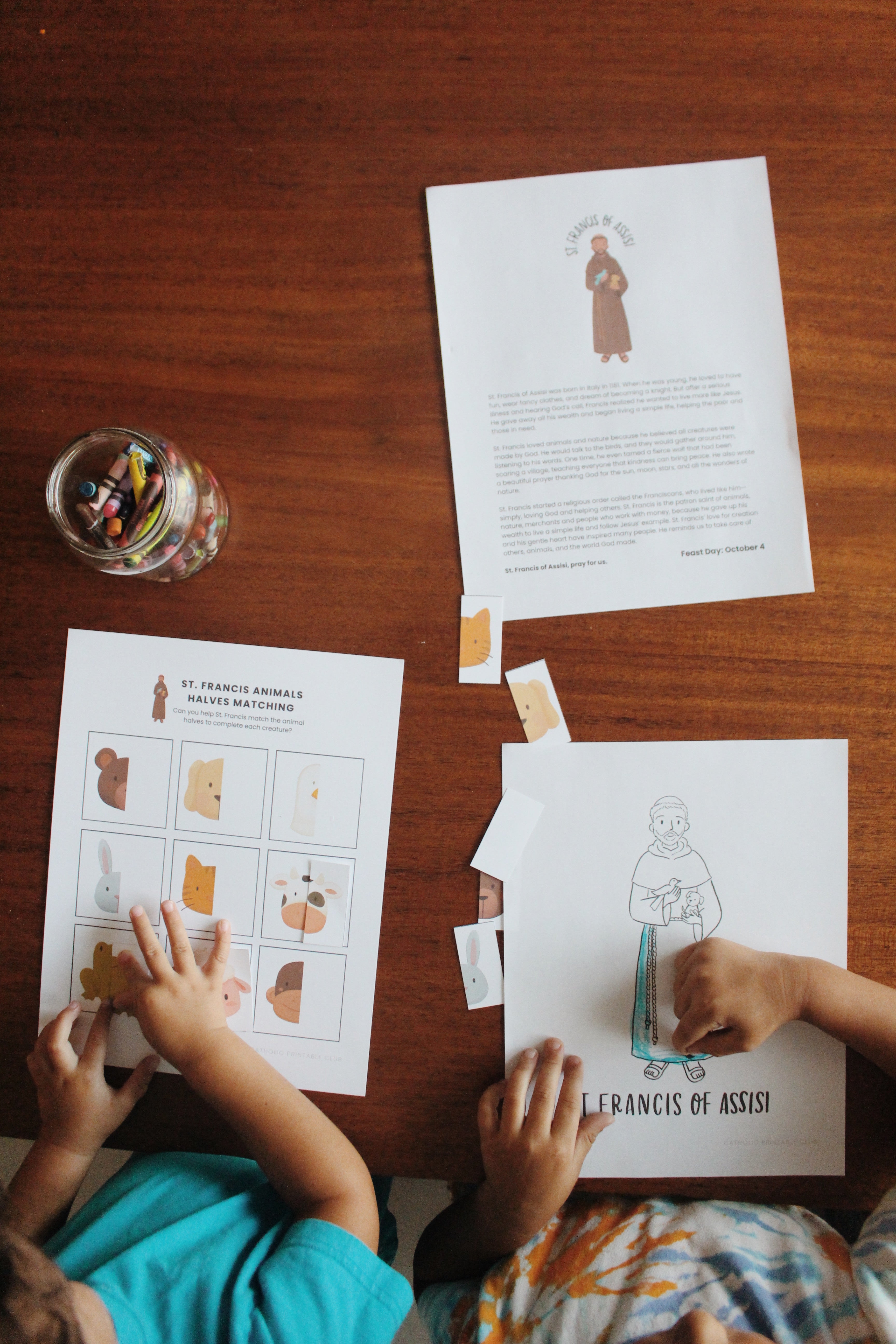 St. Francis of Assisi Activity Bundle: Coloring Page & Animal Matching Game