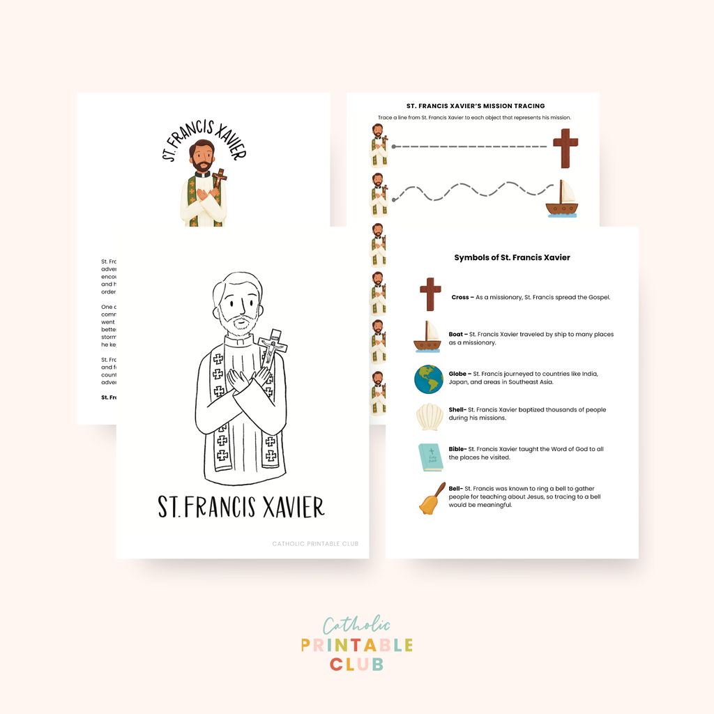 St. Francis Xavier Activity Bundle: Coloring Page & Tracing Activity