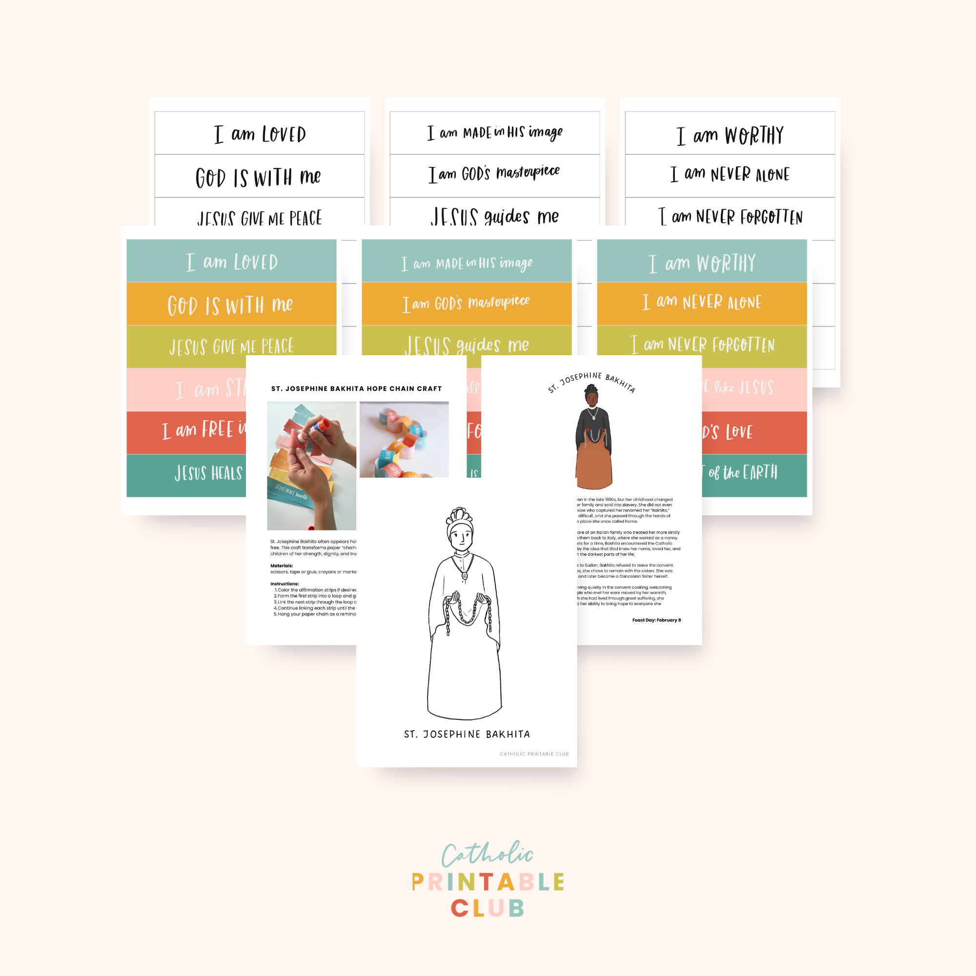 St. Josephine Bakhita Activity Bundle: Coloring Page & Hope Chain Craft