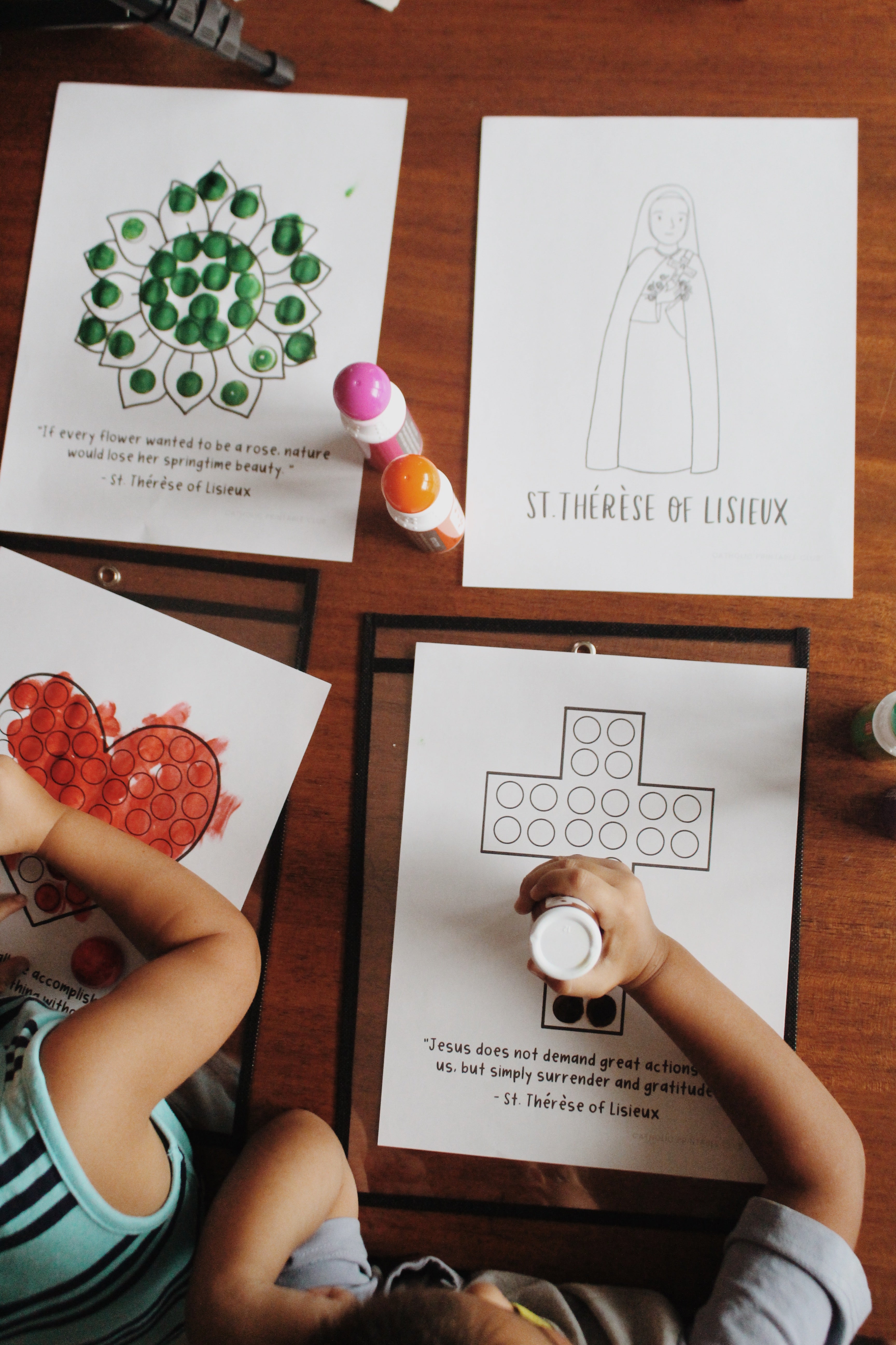 St. Thérèse of Lisieux Activity Bundle: Coloring Page & Dot Marker Sheets