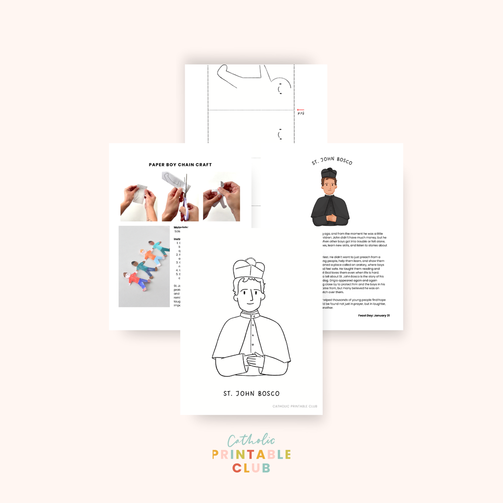 St. John Bosco Activity Bundle: Coloring Page & Paper Chain Craft