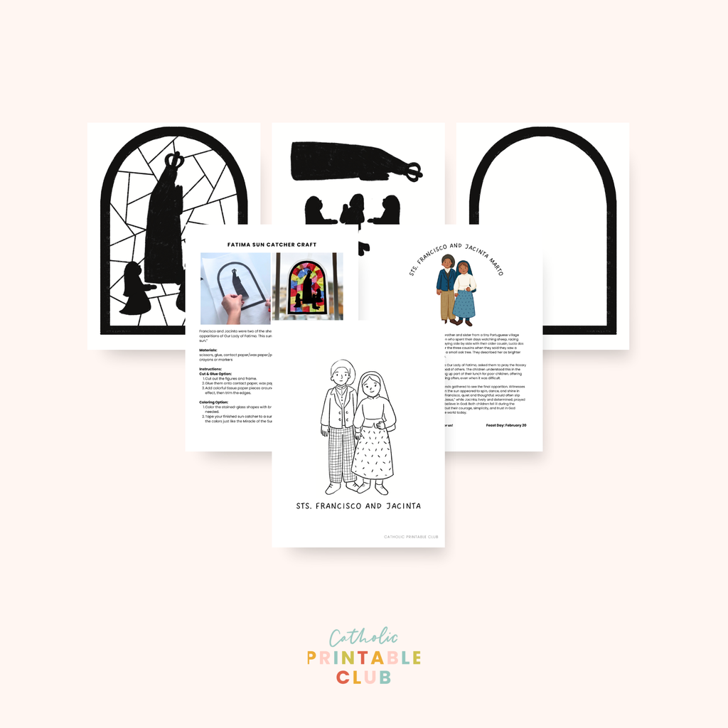 Sts. Francisco and Jacinta Marto Activity Bundle: Coloring Page & Fatima Sun Catcher Craft