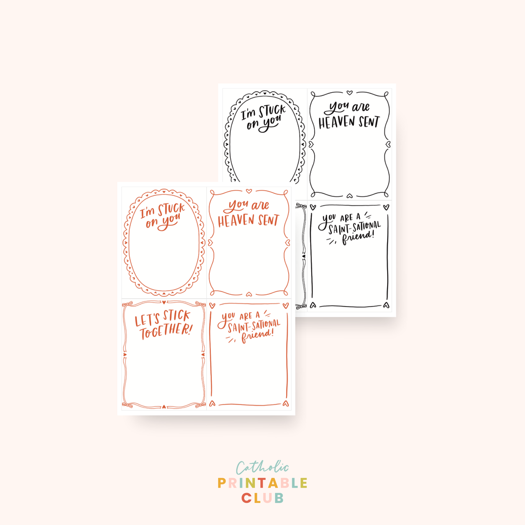 Catholic Valentine Sticker Cards Printable